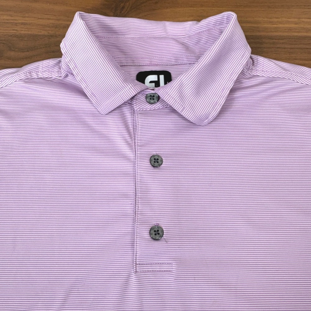 FootJoy Polo Shirt Mens‎ Medium Pink Striped Golf Scioto Reserve Performance